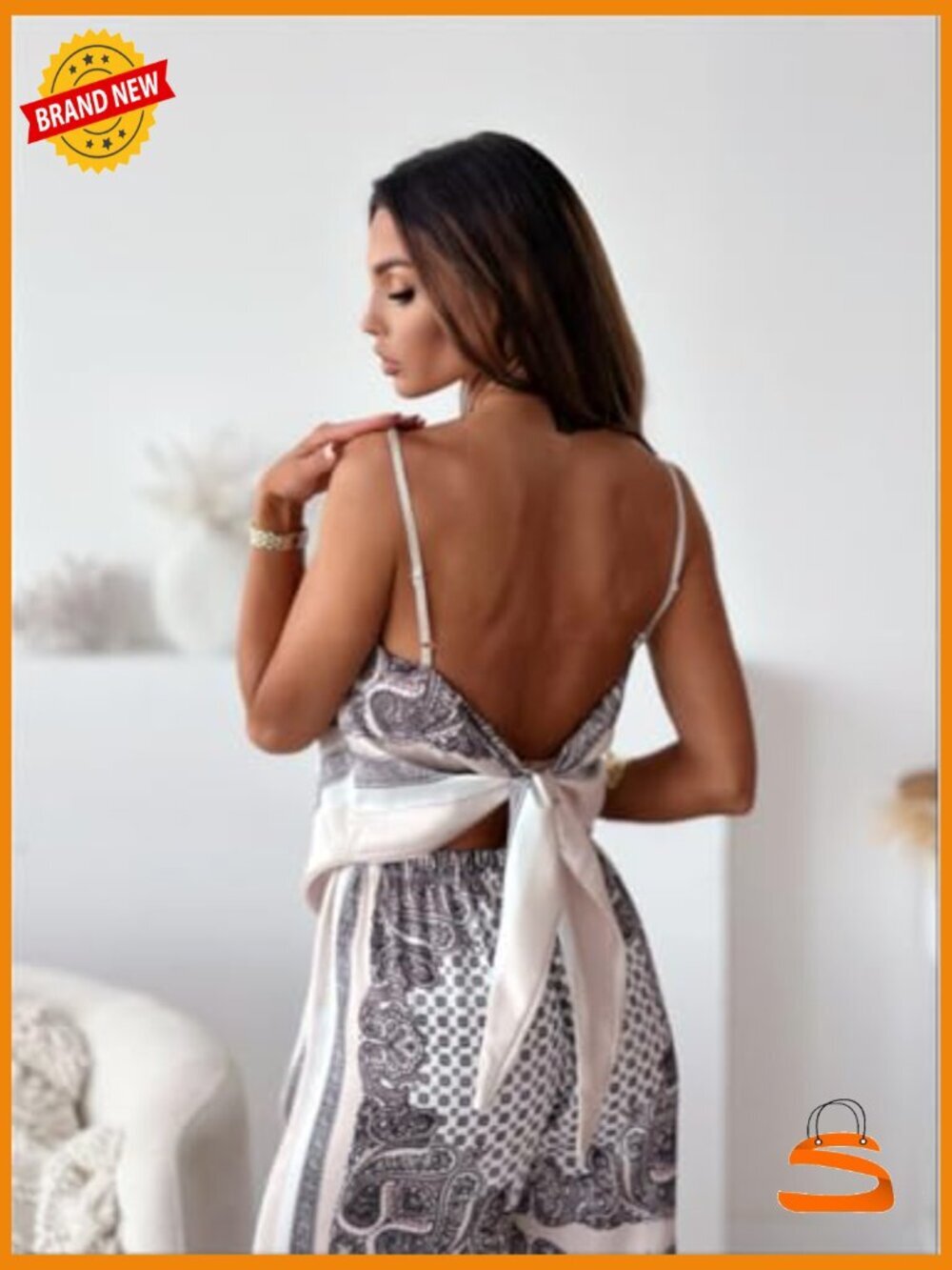 Paisley Print 2 Piece Outfits Sleeveless Cami Top Wide Leg Pants Boho Set - Picture 2 of 6
